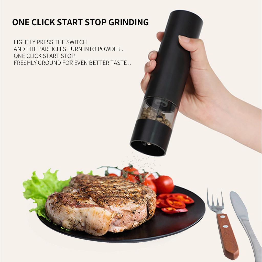 Electric And Pepper Grinder Set, USB Rechargeable, Automatic Pepper Mill Grinder Adjustable Coarseness, 40ml Container, One-Button Control