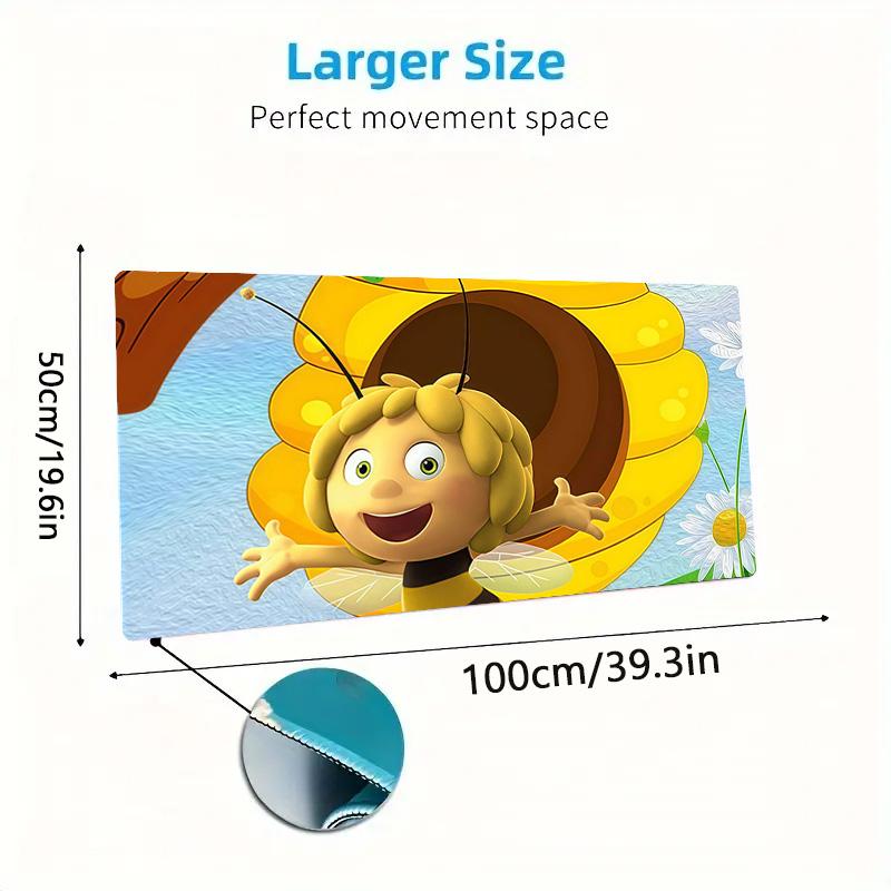 Maya the Bee Print Cushion Non-slip Laptop Tablet Big Mousepad XXL Mat Mini PC Playmat With Lock edge