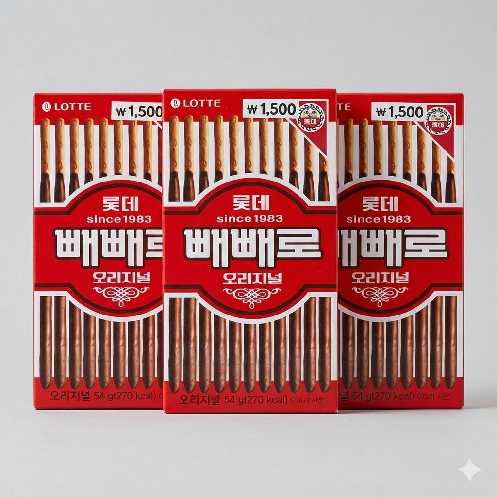 [Ограниченная серия] Корейский ретро Пеперо - Шоколадный стик-снек 1983 года 3packs