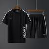 Mens Sportswear Set Short Sleeve Quick Dry Gym Training Tracksuit Breathable Athletic Wear Workout