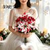 Artificial Dieffenbachia Plants Poinsettia Flowers, Christmas Fake Floral Berry Centerpiece, Fade-Resistant Life Like Indoor Greenery Red And