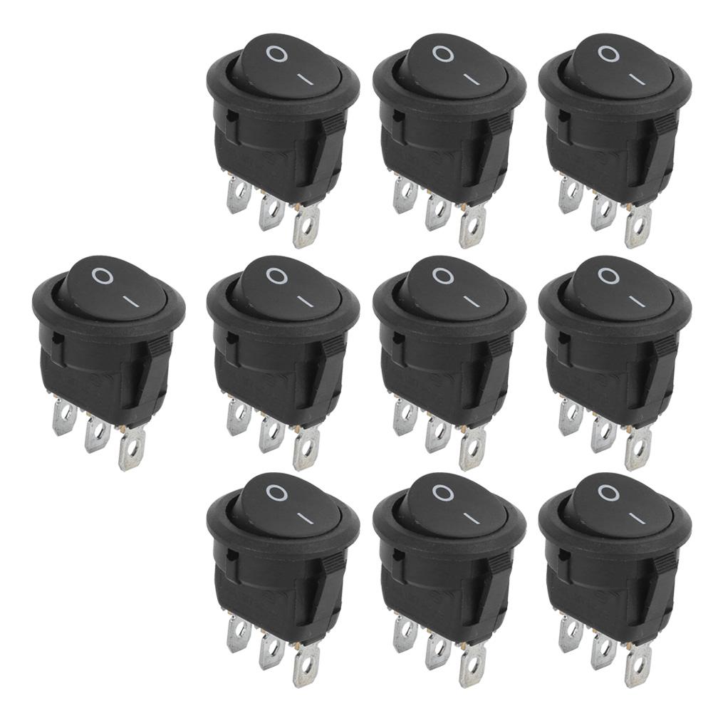 10pcs 23mm  Rocker Switches 3Pin 2Position Round Boat  ONOFF