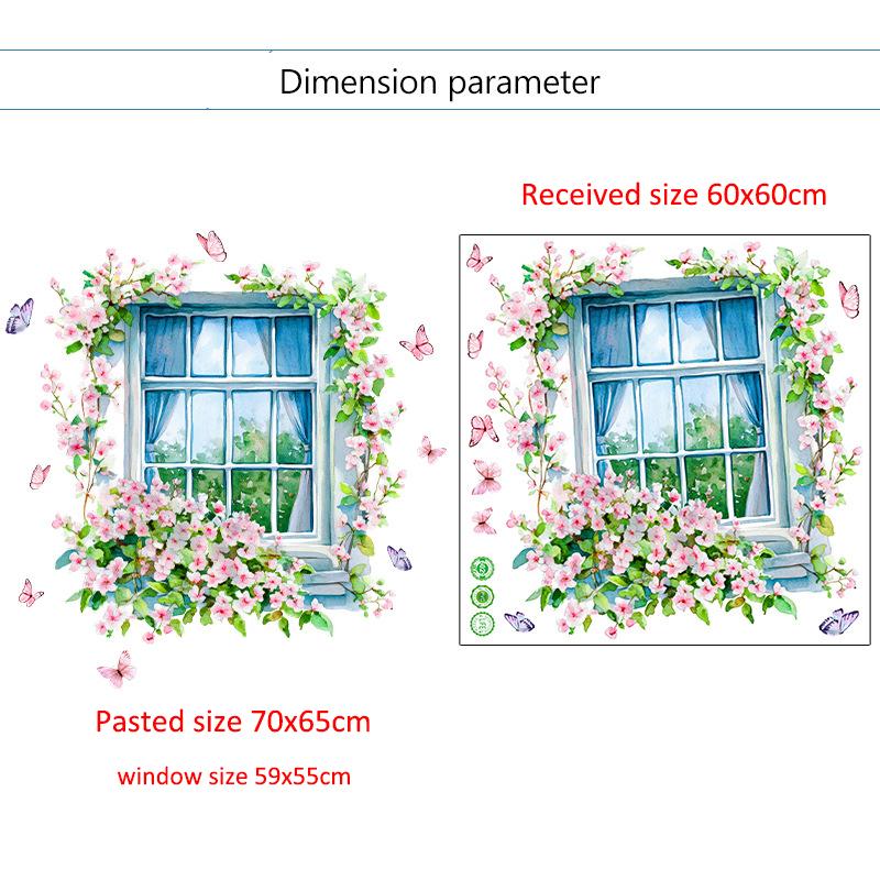 3D Fake Window Wall Sticker Self Adhesive Window Sill Flower Butterfly Decal for Living Room Bedroom Decoration Home Decor