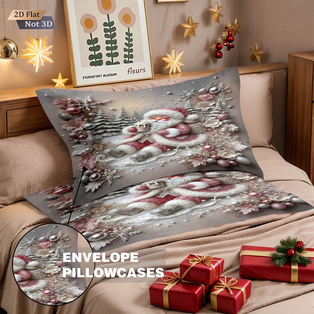 3pcs imitation relief Christmas Santa Claus Merry Christmas, print coreless bedding set multi size bedroom bedding decoration