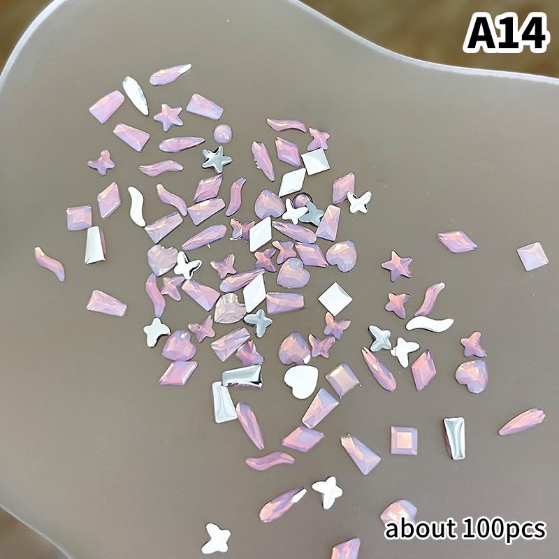 

100 шт. Міні-скляні стрази для нігтів змішаних кольорів Flatback Nail Charms Ювелірні вироби для блискучих нігтів 3D своїми руками A14