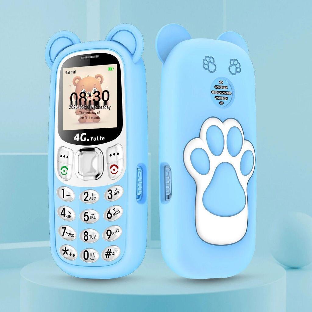Universal 4G/5G Kids Mini Cartoon Phone with GPS, Anti-Internet Addiction, Elderly Mode, and Bear Paw Silicone Case