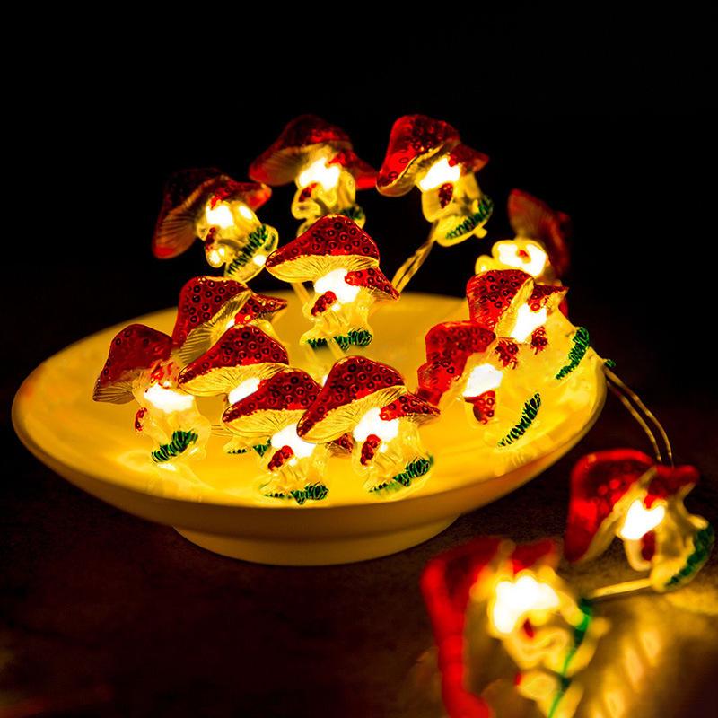 3D Mushroom Shape LED String Lights for Holiday Courtyard Decoration