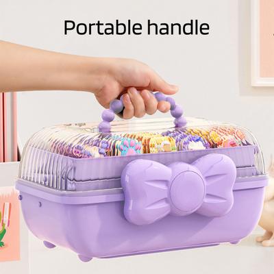 Scatola porta accessori per capelli con manico, grande capacità, design a 3 strati, scatola organizer antipolvere, contenitore per gioielli e forcine per capelli