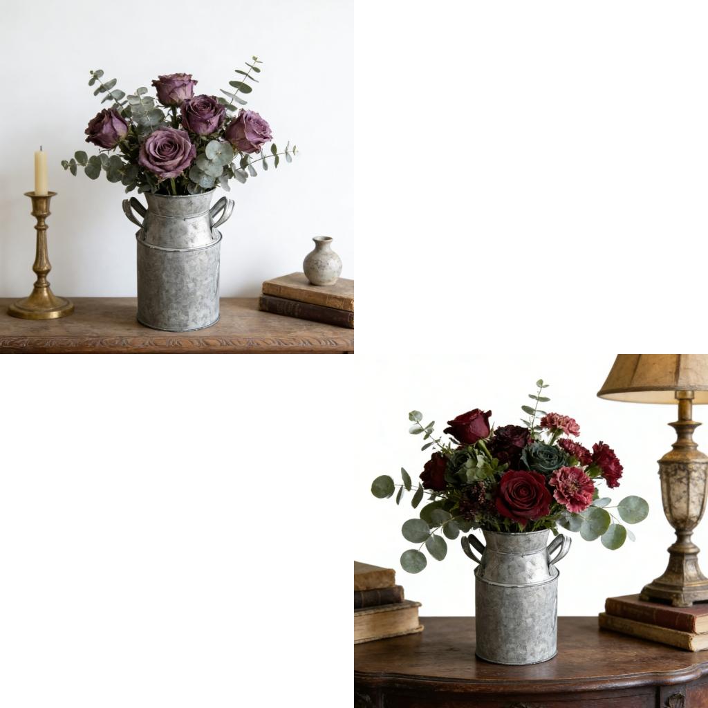 Elegante Metall-Dekorations-Blumenvase, Bauernhaus-Krugvasen mit Henkel, Rustikale Blumenvase Milchkännchen für Heimdekorationen