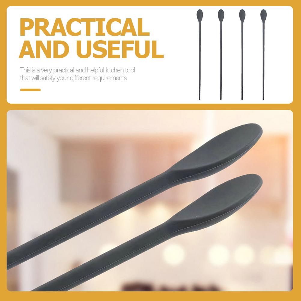 2 Pairs Silicone Chopsticks and Spoons Beverage Stirring Bar Rod Coffee Rust-proof Mixing Kitchen Household Silica Gel Drink