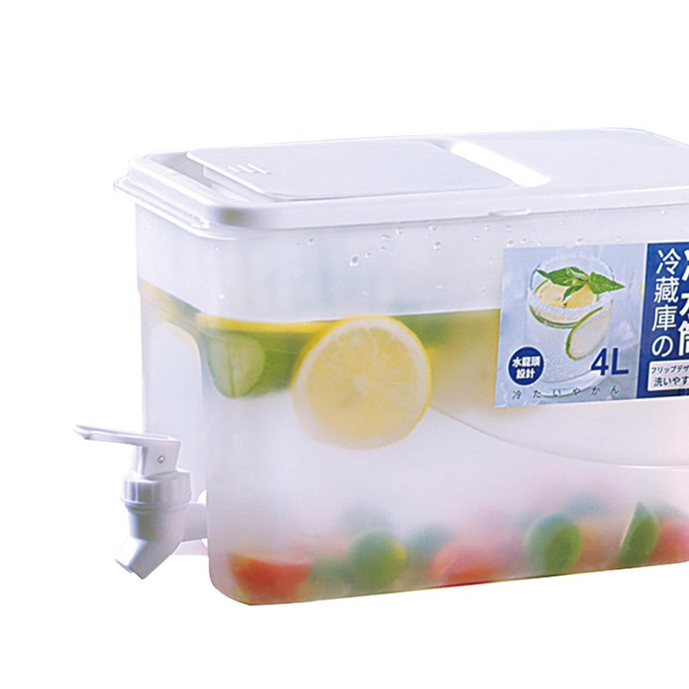 4L Refrigerator Water Dispenser Plastic with Faucet Fridge Water Container Large Capacity Lemonade Container for Kitchen Fridge