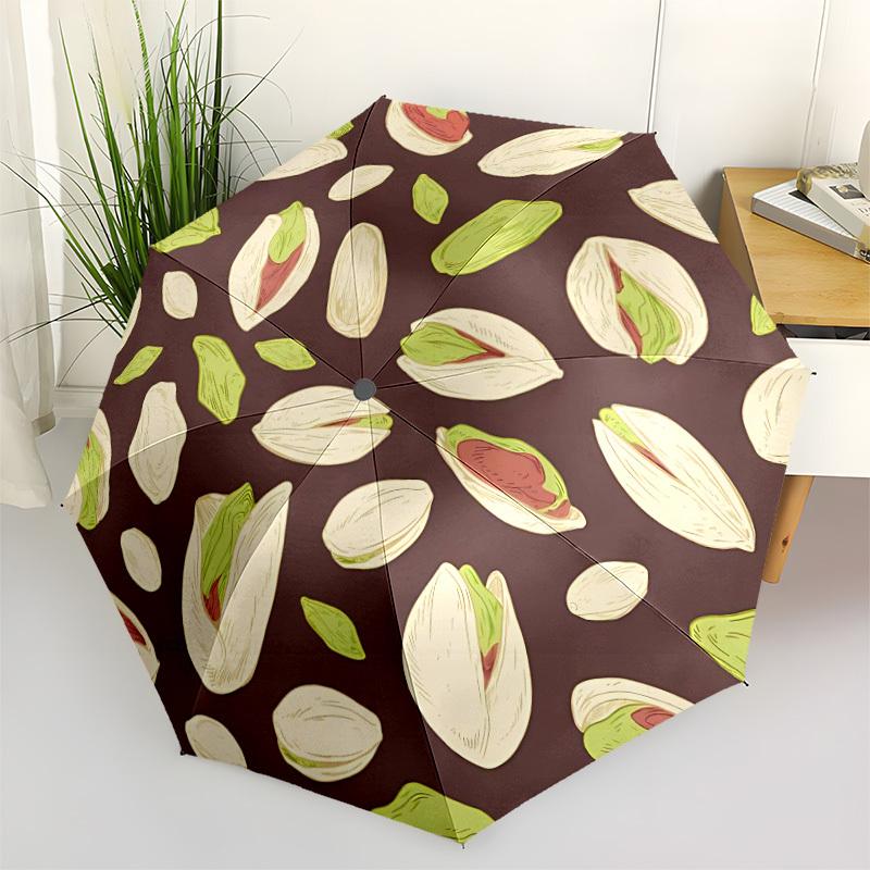 

1pc Pistachio Pattern Automatic Opening/Closing Umbrella with Operation & Windproof Canopy yy260311065