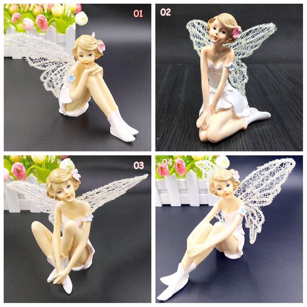 Toy Figures Resin Car Cake Decor Flying Flower Fairy Garden Flower Ornaments  White Angel Doll