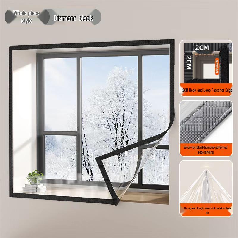 Windproof Transparent Insulation Film for Doors & Windows - No-Drill Seal, Cold Protection, Anti-Freezing Curtain