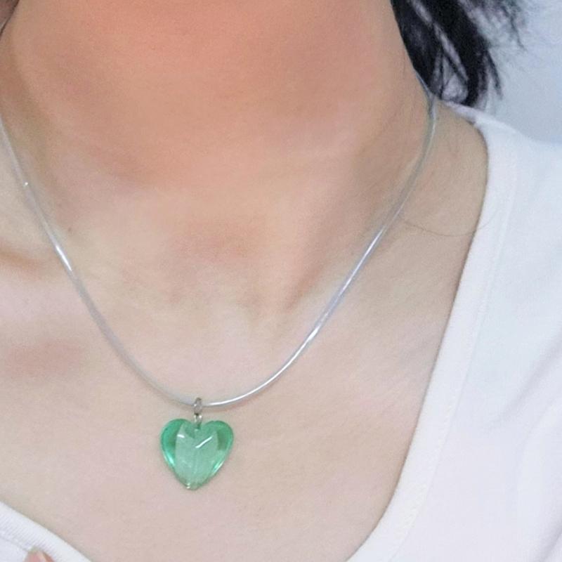 Fashion Love Heart Pendant Necklace for Women Trend Aesthetic Glaze Collar Choker Adjustable Rope Party Jewelry Birthday