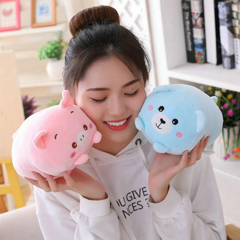 20cm Lovely Animal Sweet Dinosaur Pig Cat Bear Plush Toy Soft Cartoon Panda Hamster Elephant Deer Stuffed Doll Baby Pillow Gift