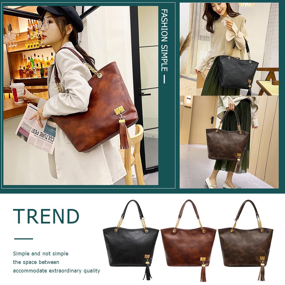 Women Classic Tassel Tote Chic Shoulder Bags Soft PU Casual Handbag Women Classic Tassel Tote Chic Shoulder Bags Soft PU Casual Handbag