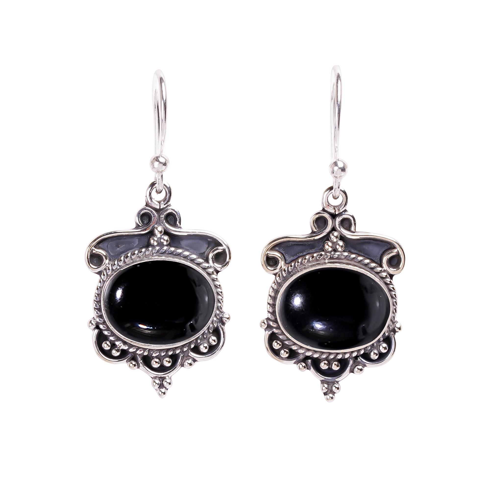 

Black Onyx - Brazil 925 Sterling Silver Earring V603, Black Earring, Oval Earring, Valentin s Day Gift, Gift For Her, Birthday Gift, Handmade Jewelry,