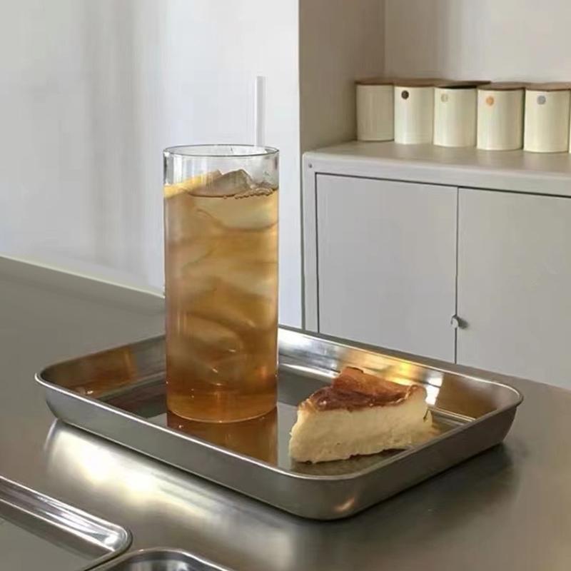 Nordic Stainless Steel Rectangular Tray Pastry Food Baking Plates Pallet Storage Disk Snack Cake Dish Organizer Tray Home Decor