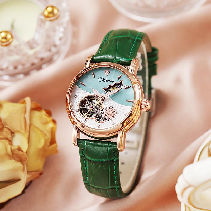 Genuine Automatic Mechanical Watch Waterproof Watch Women S Fashion Trend Sun, Moon And Stars Multi-Functional Couple Student Watch