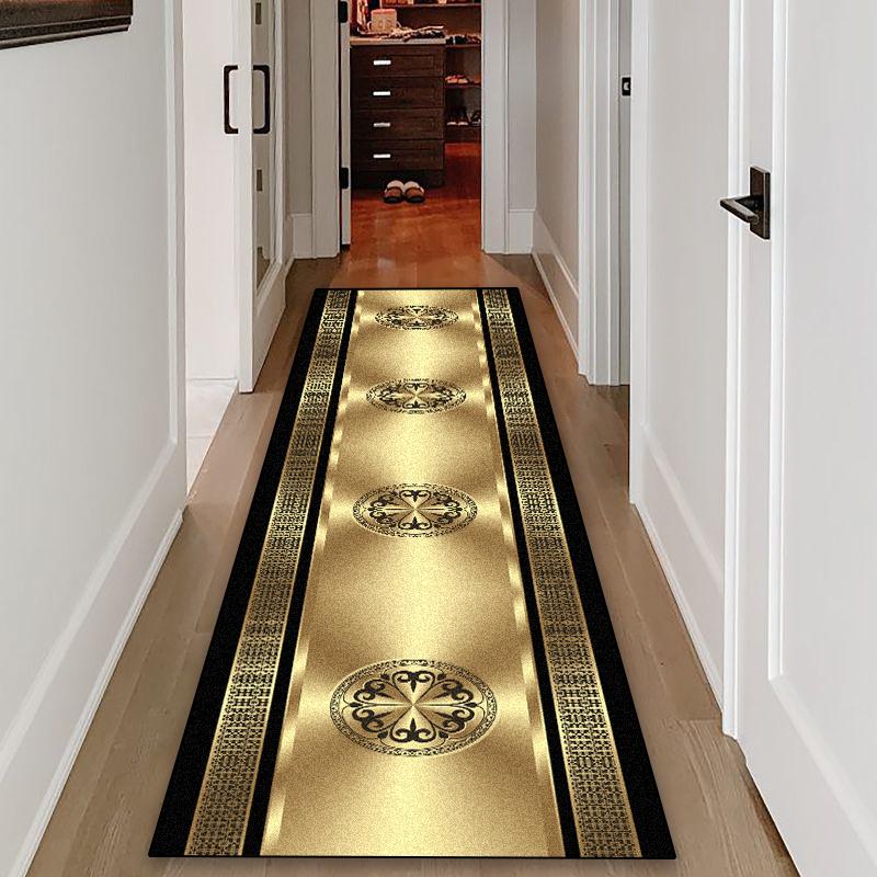 Luxury Modern Carpet Runner Hallway Non-slip Corridor Carpets Golden Aisle Rug Washable Living Room Decoration Long Floor Mats