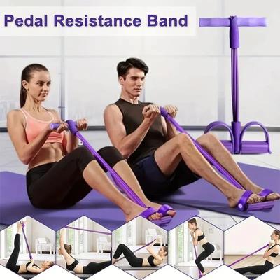 Durable And Safe 1Pc6-Tube Elastic Yoga Pedal Pull Resistance Band Suitable For Abdominal/Waist/Arm/Leg Stretching Slimming Training