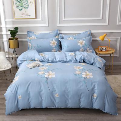 Four-piece Set of 100% Cotton Washed Cotton Student Three-piece Set of Long-staple Cotton Bed Simple Quilt Cover Duvet Cover