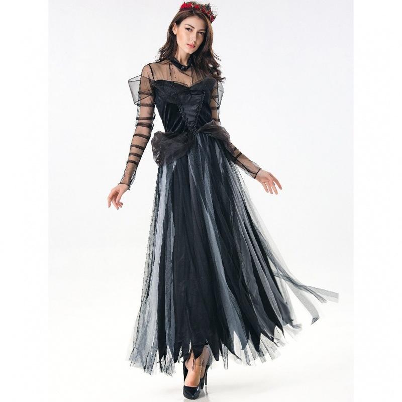 Elegant Vampire Bride Costume For Women Featuring Comfortable Long Skirt For Role Play
