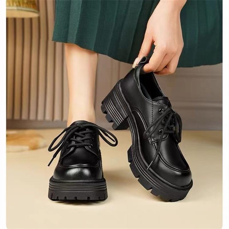 Platform small leather shoes women's spring and autumn new work women's shoes fashionable black single shoes