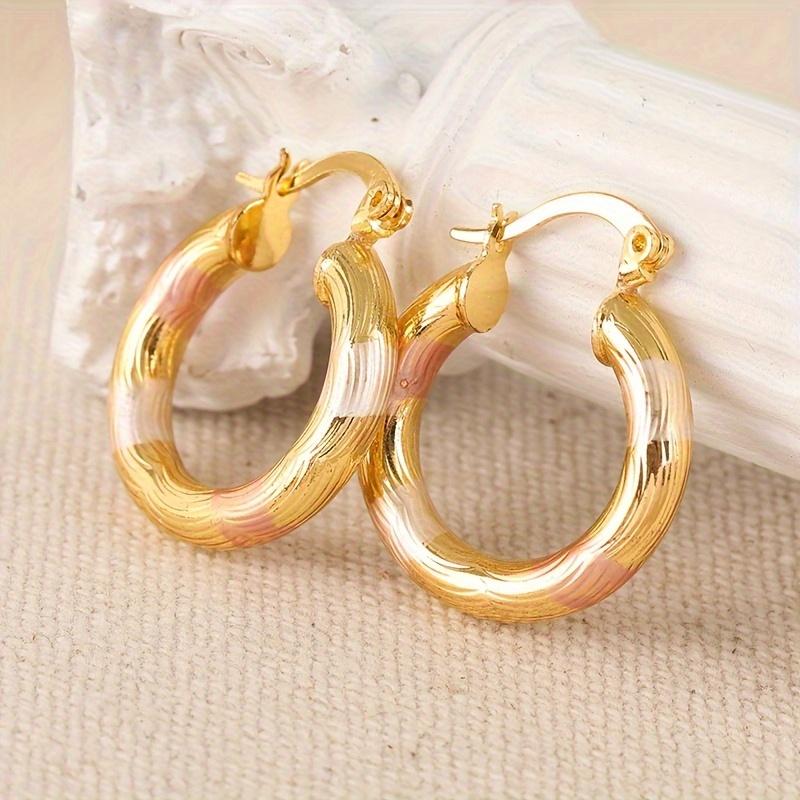 Unique Golden Hoop Earrings Copper Jewelry Vintage Elegant Style Suitable For Women Summer Daily Earrings