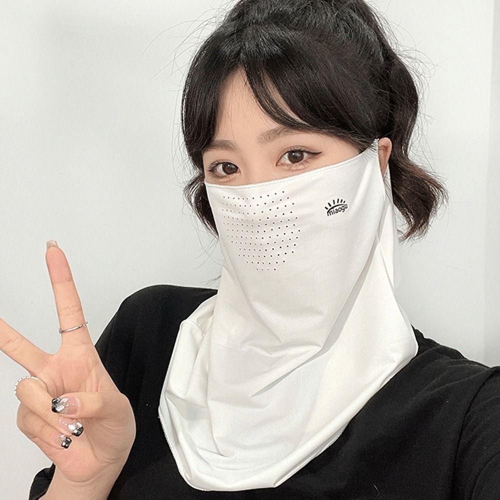 Letter Summer Face Veil Sun Protection Neckline Face Cover Ice Silk Sunscreen Mask  Fishing