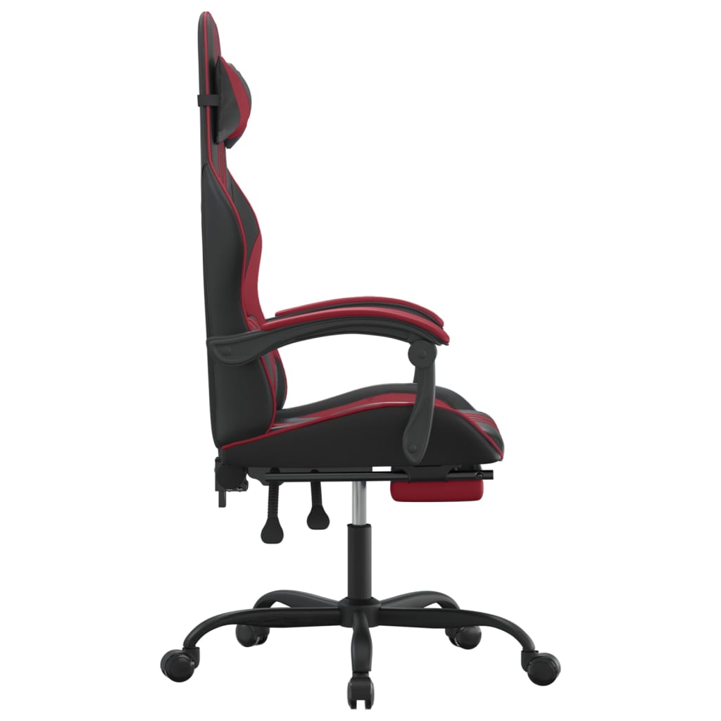 Gaming Chair with Footrest Swivel Black & Burgundy Artificial Leather