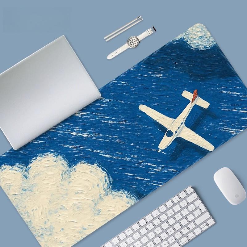 Scenic Landscape Large Mouse Pad Ocean Airplane Cloud Mountain Starry Sky NonSlip Rubber Extended Desk Mat