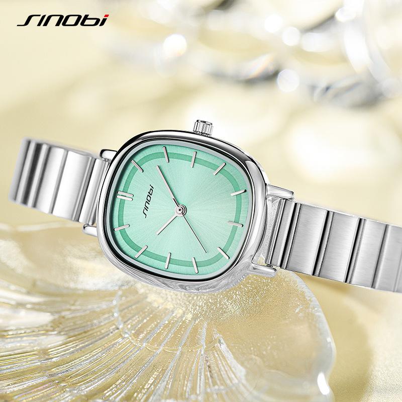 Watch Women'S Waterproof Niche Fashion Quartz Watch Bamboo Pattern Steel Belt Square Watch Women'S Watch 9869