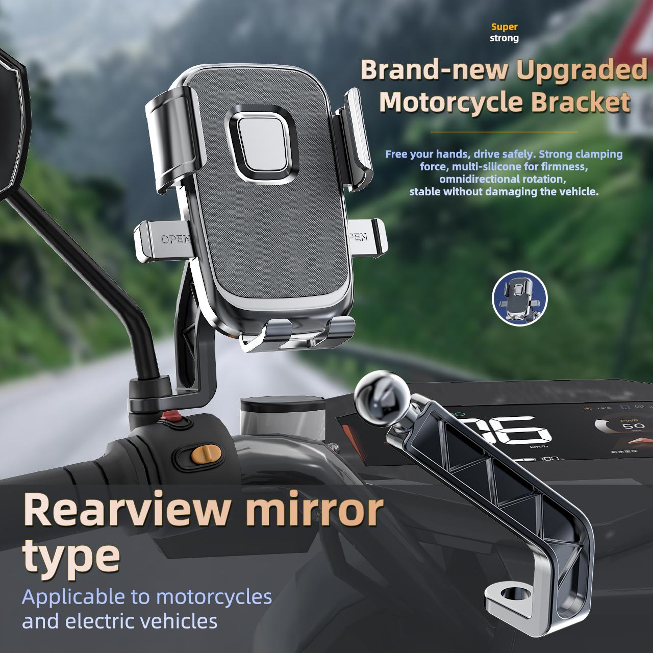 Adjustable Universal Moto Mobile Holder Factory Wholesale for Cell Phones Scooters Flexible Stand Mount for Motorcycles Manual clip