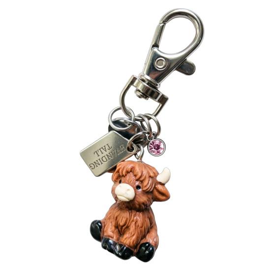 Void Studio Keychain Pendant Highland Cow 3D Baby Charm Keyring with Birthstone Lightweight Inspirational Accessory June