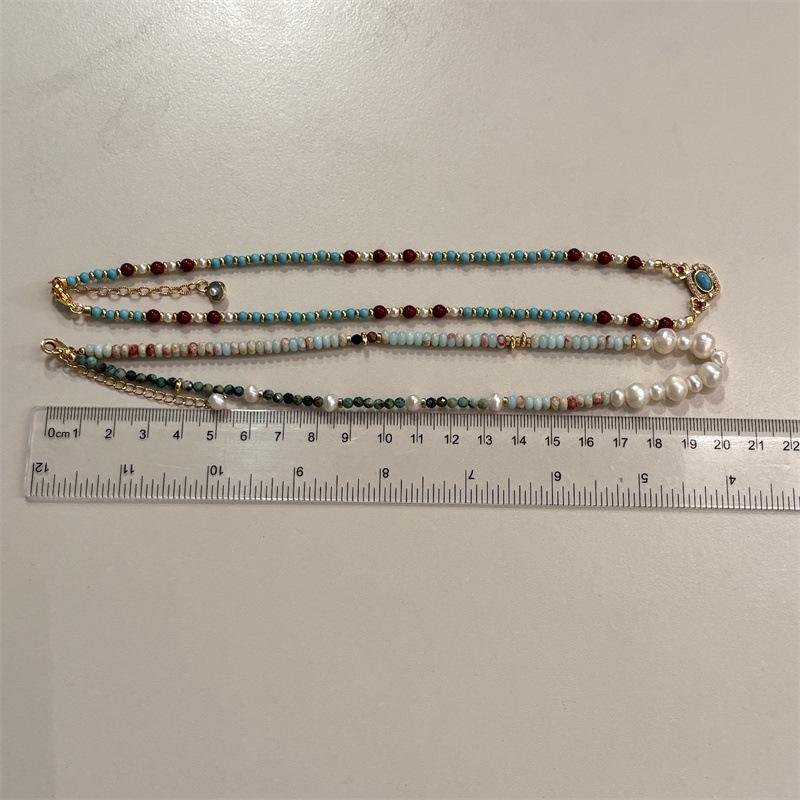 Natural Turquoise Pearl Strand Necklace for Women - Luxurious and Sophisticated Turquoise Collar Chain - Freshwater Pearl Necklace