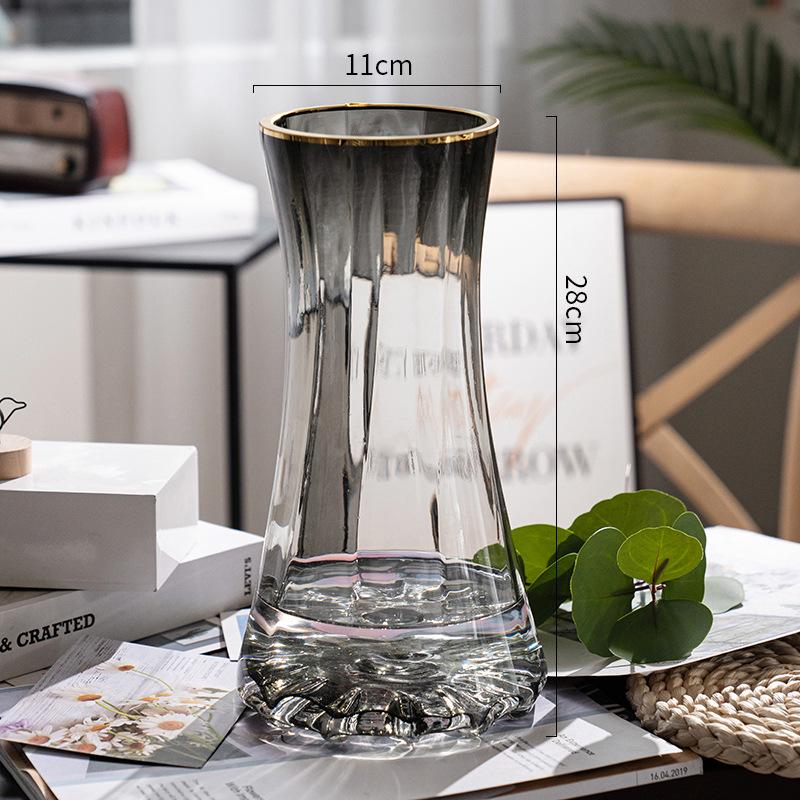 Gold-Painted Transparent Glass Vase for Fresh or Dried Flowers - Nordic Style Flower Arrangement Ornament