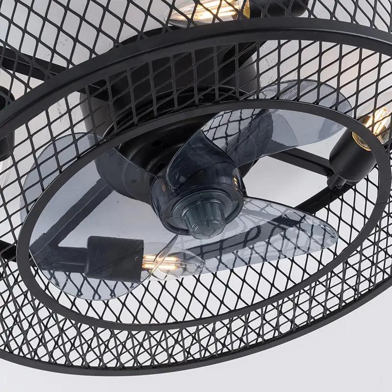 Modern American Style Ceiling Fan Light Wrought Black Pendant Light Remote Control Loft Living Room Bedroom Fan Light 220V 110V