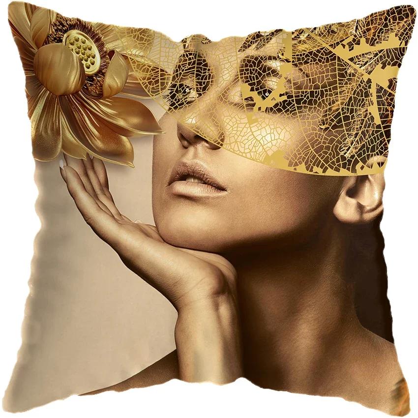 Home Decor Fashion Afro Black Women Girls Sofa Pillowcases Bedroom Living Room Cushion Covers