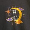 Halloween Black Cat Crescent Moon Graphic Tee Shirt Large 12-14 Spooky Witchcore
