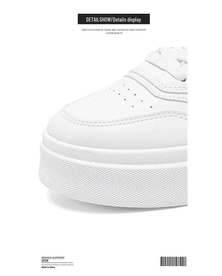 Men's Autumn White Thick-Soled Breathable Sneakers: Versatile, Trendy, Casual Skate Shoes