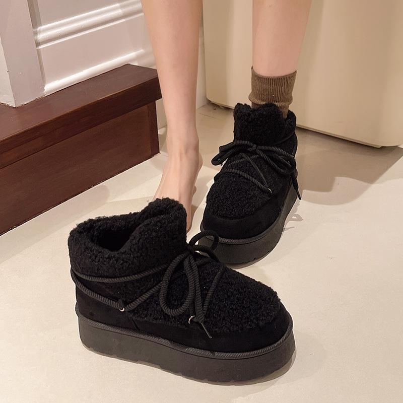 Fashion 2025 Autumn and Winter New Thick-soled Booties Faux Fur Warm Snow Boots Thickened Ankle Boots Plush Warm Casual Women's Boots