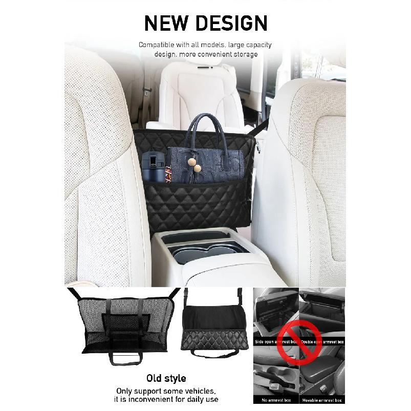 SEAMETAL Car Handbag Holder Pu Leather Car Storage Bag Interior Auto Seat Middle Box Seat Back Hanger Hanging Pocket Organizers