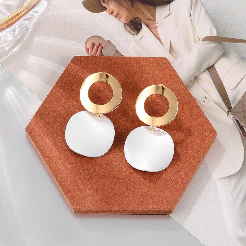 Women 'S Earrings Acrylic Drop Earrings For Women Geometric Hoop Big Earrings Dangle Hanging White Earrings Fashion  Jewelry