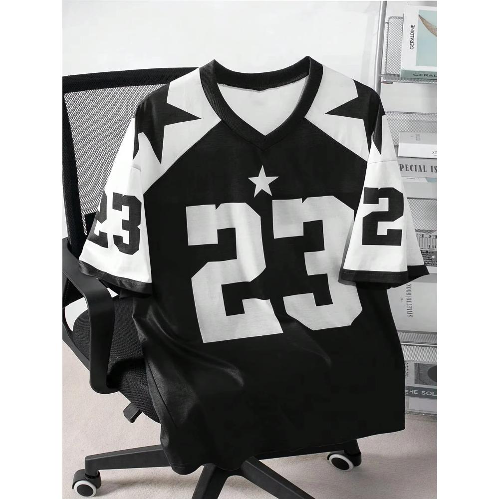 Summer NO.23 Print Couple Outfits Short Sleeve Casual T-Shirt Simple Fashion Basic Tee Shirt Summer Loose Sport T-shirt Tops Tee