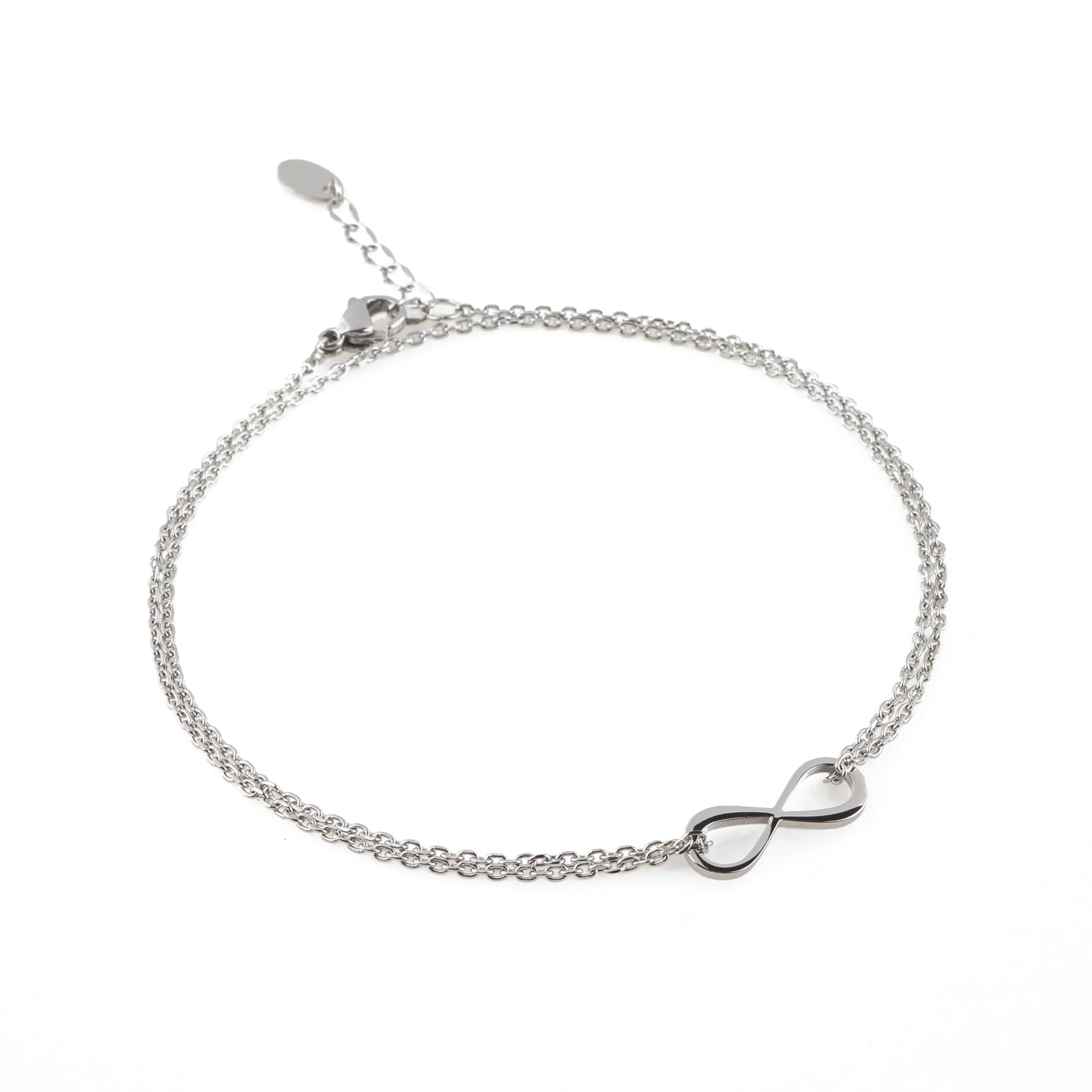 

Anklet for Women and Men Allergy Chain Infinity Hawaiian Silver Pair with Adjuster [Alavel] [Metal Compatible] Leave-on срібний