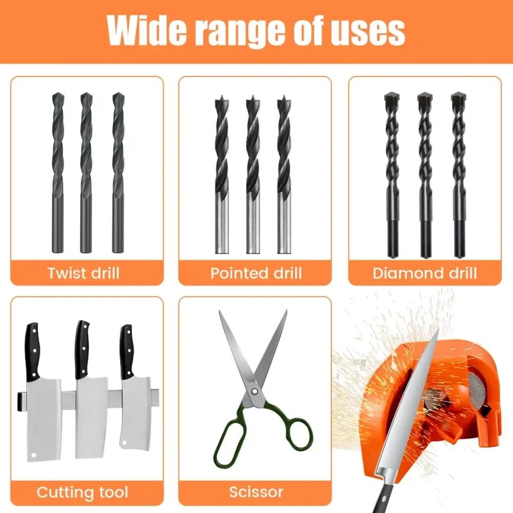 Portable Drill Bit Sharpener Universal Grinding Tool For Chainsaw And Drill Bit Multi-use Durable Metal And Plastic Construction