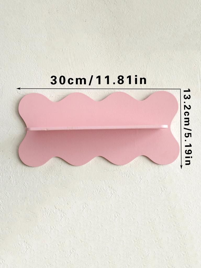 Wooden Wave Shape Floating Wall Shelf Display Stand Candy Color Crystal Storage Rack Wall Decor for Bedroom Girl Room Decoration