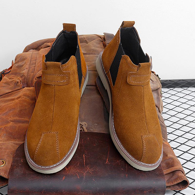 Fashion Suede Leather Chelsea Boots Winter Shoes Plush Warm Footwear New Fashion Slip on Mens Ankle Boots Non-Slip Leisure Walk Shoes
